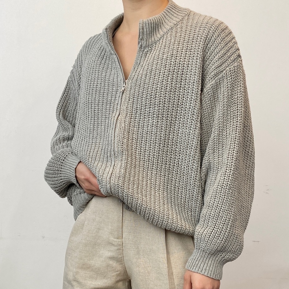 ❌SOLD❌Grey Petite Knit Jacket - Picture 3 of 3